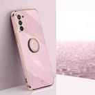 For OPPO Reno5 Pro XINLI Straight Edge 6D Electroplate TPU Phone Case with Ring Holder(Cherry Purple) - 1