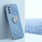 For OPPO Reno5 Pro XINLI Straight 6D Plating Gold Edge TPU Shockproof Case with Ring Holder(Celestial Blue) - 1