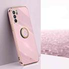 For OPPO Reno6 5G XINLI Straight 6D Plating Gold Edge TPU Shockproof Case with Ring Holder(Cherry Purple) - 1