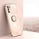 For OPPO Reno6 Pro 5G XINLI Straight 6D Plating Gold Edge TPU Shockproof Case with Ring Holder(Pink) - 1