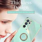 For OPPO Reno6 Pro 5G XINLI Straight 6D Plating Gold Edge TPU Shockproof Case with Ring Holder(Mint Green) - 5