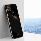 For OPPO A15 XINLI Straight 6D Plating Gold Edge TPU Shockproof Case(Black) - 1