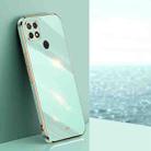 For OPPO A15 XINLI Straight 6D Plating Gold Edge TPU Shockproof Case(Mint Green) - 1