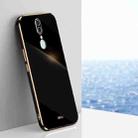 For OPPO F11 XINLI Straight 6D Plating Gold Edge TPU Shockproof Case(Black) - 1