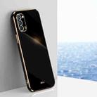 For OPPO Reno4 XINLI Straight Edge 6D Electroplate TPU Phone Case(Black) - 1