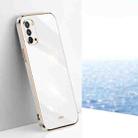 For OPPO Reno4 XINLI Straight 6D Plating Gold Edge TPU Shockproof Case(White) - 1