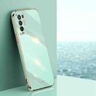 For OPPO Reno5 Pro+ XINLI Straight 6D Plating Gold Edge TPU Shockproof Case(Mint Green) - 1