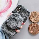 For iPhone XR Plush Phone Protect Case with Mirror(Grey) - 1
