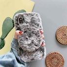 For iPhone XS Max Plush Phone Protect Case with Mirror(Brown) - 1