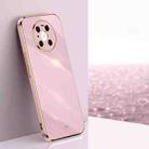 For Huawei Mate 40 Pro XINLI Straight 6D Plating Gold Edge TPU Shockproof Case(Cherry Purple) - 1