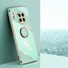 For Huawei Mate 30 Pro XINLI Straight 6D Plating Gold Edge TPU Shockproof Case with Ring Holder(Mint Green) - 1