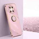 For Huawei Mate 40 XINLI Straight 6D Plating Gold Edge TPU Shockproof Case with Ring Holder(Cherry Purple) - 1