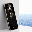 For Huawei Mate 40 Pro XINLI Straight 6D Plating Gold Edge TPU Shockproof Case with Ring Holder(Black) - 1