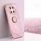 For Huawei Mate 40 Pro XINLI Straight Edge 6D Electroplate TPU Phone Case with Ring Holder(Cherry Purple) - 1