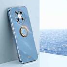 For Huawei Mate 40 Pro XINLI Straight 6D Plating Gold Edge TPU Shockproof Case with Ring Holder(Celestial Blue) - 1