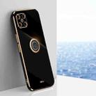 For Huawei nova 8 SE XINLI Straight 6D Plating Gold Edge TPU Shockproof Case with Ring Holder(Black) - 1