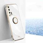 For Honor 20 Pro XINLI Straight 6D Plating Gold Edge TPU Shockproof Case with Ring Holder(White) - 1