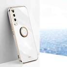 For Honor 20 Lite XINLI Straight 6D Plating Gold Edge TPU Shockproof Case with Ring Holder(White) - 1
