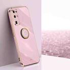 For Honor 30 XINLI Straight 6D Plating Gold Edge TPU Shockproof Case with Ring Holder(Cherry Purple) - 1