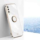 For Honor Play 3 XINLI Straight 6D Plating Gold Edge TPU Shockproof Case with Ring Holder(White) - 1