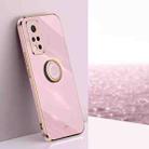 For Honor V40 5G XINLI Straight 6D Plating Gold Edge TPU Shockproof Case with Ring Holder(Cherry Purple) - 1