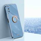 For Honor X10 5G XINLI Straight 6D Plating Gold Edge TPU Shockproof Case with Ring Holder(Celestial Blue) - 1