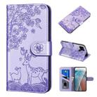 For Google Pixel 4a 5G Sika Deer Embossing Pattern Horizontal Flip PU Leather Case with Holder & Card Slot & Wallet & Photo Frame(Purple) - 1