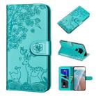 For Xiaomi Redmi Note 9 Sika Deer Embossing Pattern Horizontal Flip PU Leather Case with Holder & Card Slot & Wallet & Photo Frame(Green) - 1