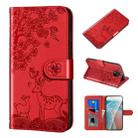 For Xiaomi Redmi Note 9 Pro Sika Deer Embossing Pattern Horizontal Flip PU Leather Case with Holder & Card Slot & Wallet & Photo Frame(Red) - 1