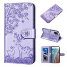 For Samsung Galaxy A02s EU Version Sika Deer Embossing Pattern Horizontal Flip PU Leather Case with Holder & Card Slot & Wallet & Photo Frame(Purple) - 1