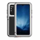 For Samsung Galaxy A41 LOVE MEI Metal Shockproof Waterproof Dustproof Protective Case with Glass(Silver) - 1