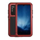 For Samsung Galaxy A41 LOVE MEI Metal Shockproof Waterproof Dustproof Protective Case with Glass(Red) - 1