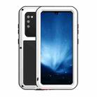 For Samsung Galaxy A41 LOVE MEI Metal Shockproof Waterproof Dustproof Protective Case with Glass(White) - 1