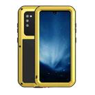 For Samsung Galaxy A41 LOVE MEI Metal Shockproof Waterproof Dustproof Protective Case with Glass(Yellow) - 1