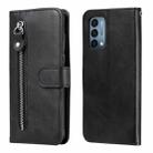 For OnePlus Nord N200 5G Fashion Calf Texture Zipper Horizontal Flip Leather Case with Stand & Card Slots & Wallet Function(Black) - 1