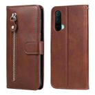 For OnePlus Nord CE 5G Fashion Calf Texture Zipper Horizontal Flip Leather Case with Stand & Card Slots & Wallet Function(Brown) - 1