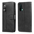 For OnePlus Nord CE 5G Fashion Calf Texture Zipper Horizontal Flip Leather Case with Stand & Card Slots & Wallet Function(Black) - 1