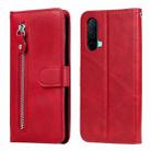 For OnePlus Nord CE 5G Fashion Calf Texture Zipper Horizontal Flip Leather Case with Stand & Card Slots & Wallet Function(Red) - 1