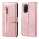 For OPPO Realme 8 5G / Realme V13 5G Fashion Calf Texture Zipper Horizontal Flip Leather Case with Stand & Card Slots & Wallet Function(Rose Gold) - 1