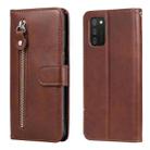 For Samsung Galaxy A03s Fashion Calf Texture Zipper Horizontal Flip Leather Case with Stand & Card Slots & Wallet Function(Brown) - 1