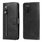 For Samsung Galaxy A03s Fashion Calf Texture Zipper Horizontal Flip Leather Case with Stand & Card Slots & Wallet Function(Black) - 1