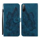 For Sony Xperia 10 III Retro Skin Feel Butterflies Embossing Horizontal Flip Leather Case with Holder & Card Slots & Wallet(Blue) - 1