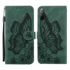 For Sony Xperia 10 III Retro Skin Feel Butterflies Embossing Horizontal Flip Leather Case with Holder & Card Slots & Wallet(Green) - 1