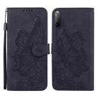 For Sony Xperia 10 III Retro Skin Feel Butterflies Embossing Horizontal Flip Leather Case with Holder & Card Slots & Wallet(Black) - 1