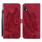 For OnePlus Nord CE 5G Retro Skin Feel Butterflies Embossing Horizontal Flip Leather Case with Holder & Card Slots & Wallet(Red) - 1