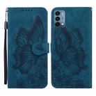 For OnePlus Nord N200 Retro Skin Feel Butterflies Embossing Horizontal Flip Leather Case with Holder & Card Slots & Wallet(Blue) - 1