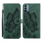 For OnePlus Nord N200 Retro Skin Feel Butterflies Embossing Horizontal Flip Leather Case with Holder & Card Slots & Wallet(Green) - 1