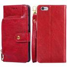 For iPhone SE 2022 / SE 2020 / 8 / 7 Zipper Bag Horizontal Flip Leather Case with Holder & Card Slot & Wallet & Lanyard(Red) - 1