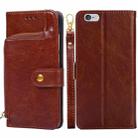 For iPhone SE 2022 / SE 2020 / 8 / 7 Zipper Bag Horizontal Flip Leather Case with Holder & Card Slot & Wallet & Lanyard(Brown) - 1