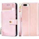 Zipper Bag PU + TPU Horizontal Flip Leather Case with Holder & Card Slot & Wallet & Lanyard For iPhone 7 Plus(Gold) - 1